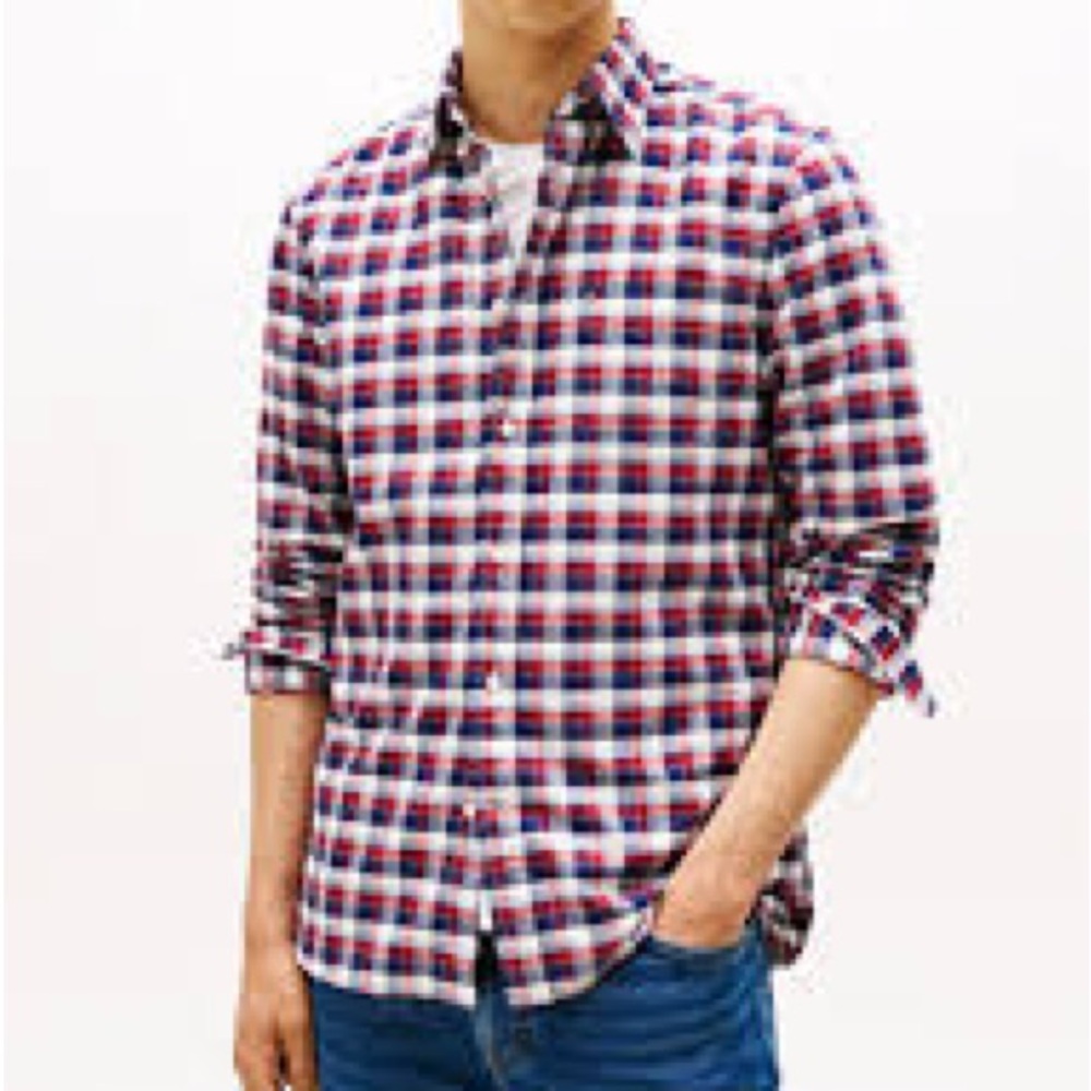 Tommy Hilfiger premium Slim fit stretch checked long-sleeve button-down shirt M